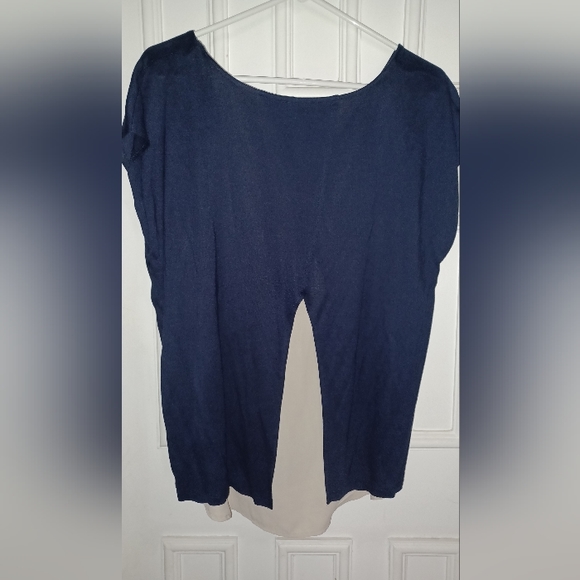 The Limited Womens Zip Pocket Shirt Navy Blue Large Back Accent - Picture 5 of 6